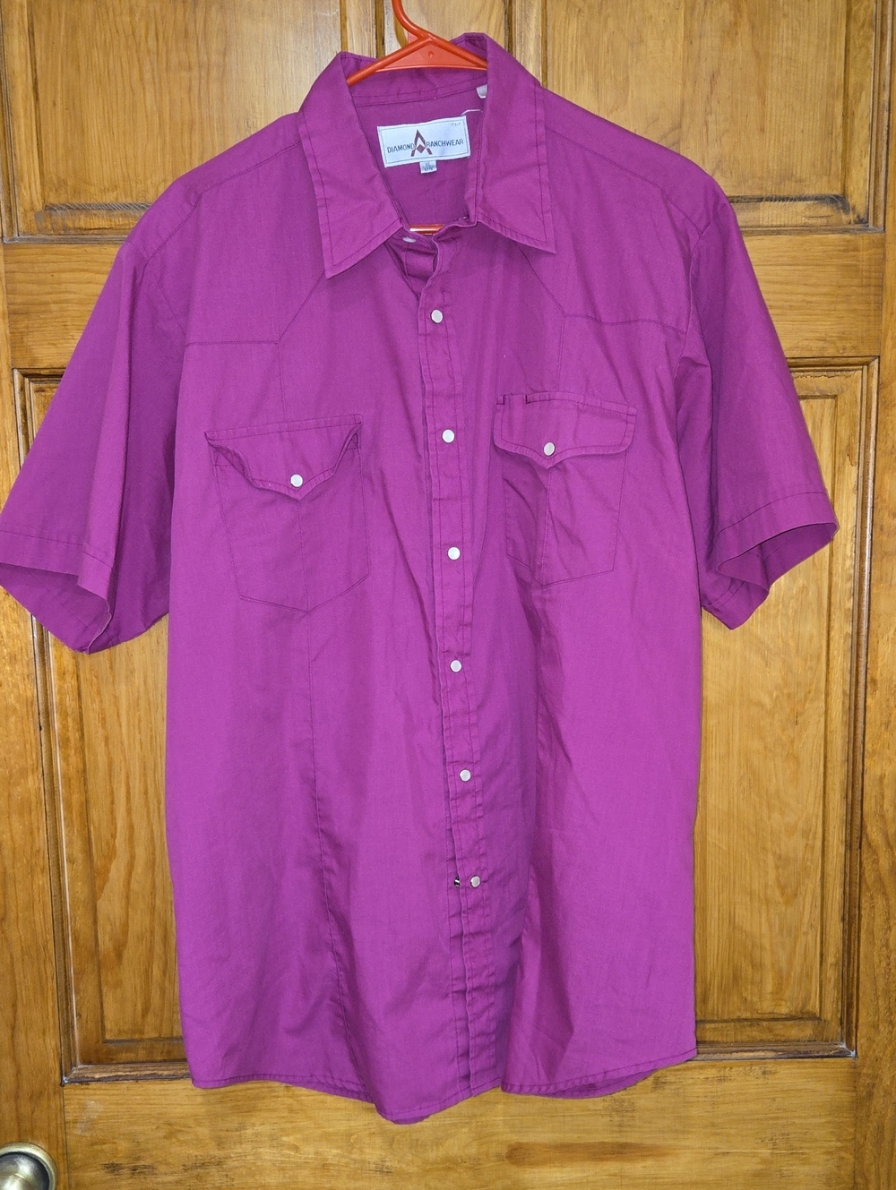 Diamond Ranchwear Short Sleeve Button-Down Shirt in Magenta